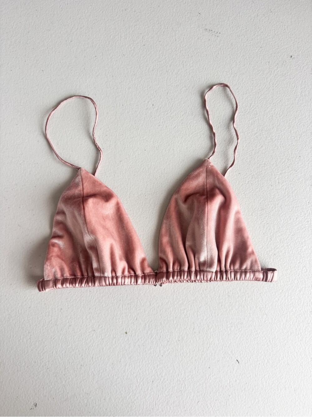 Fleur du Mal Silk & Velvet Bra Triangle Soft Antique Pink